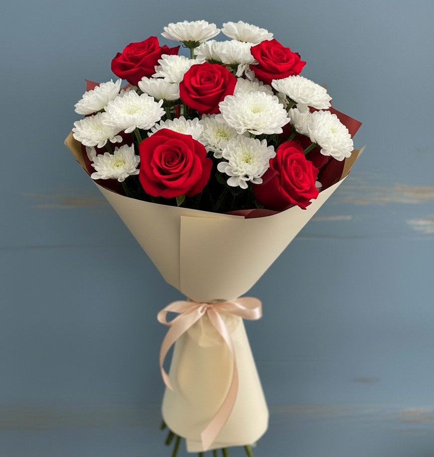 Букет цветов из: Розы и Хризантемы в Подкумке