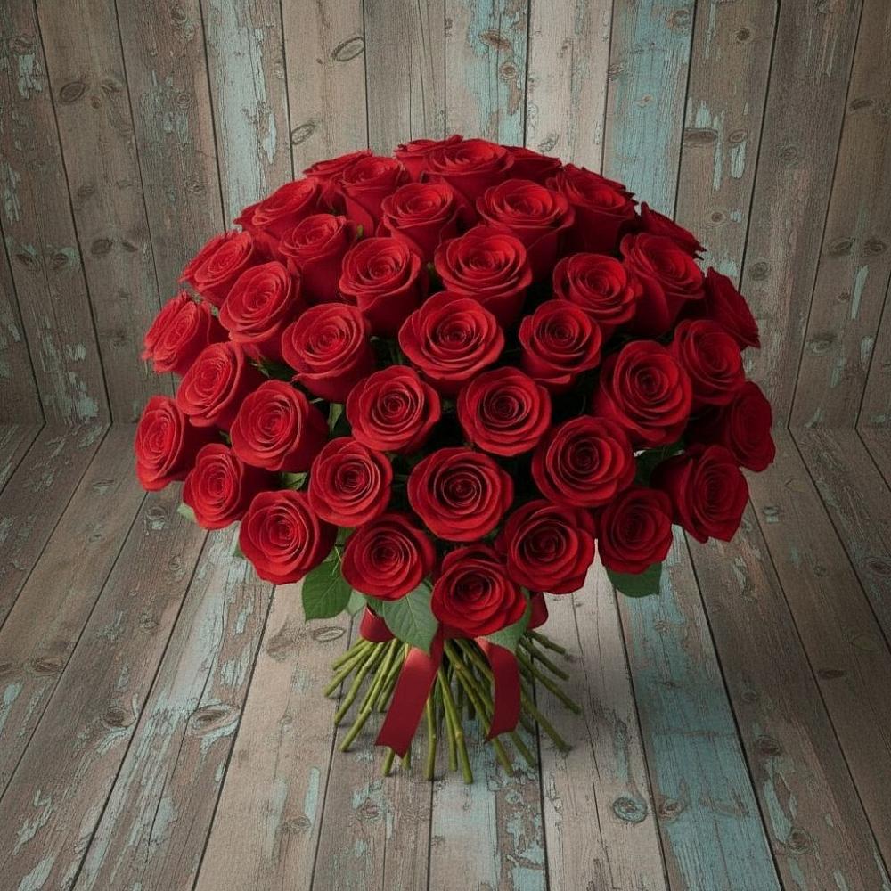 Букет 55 Красных роз Фридом в Подкумке