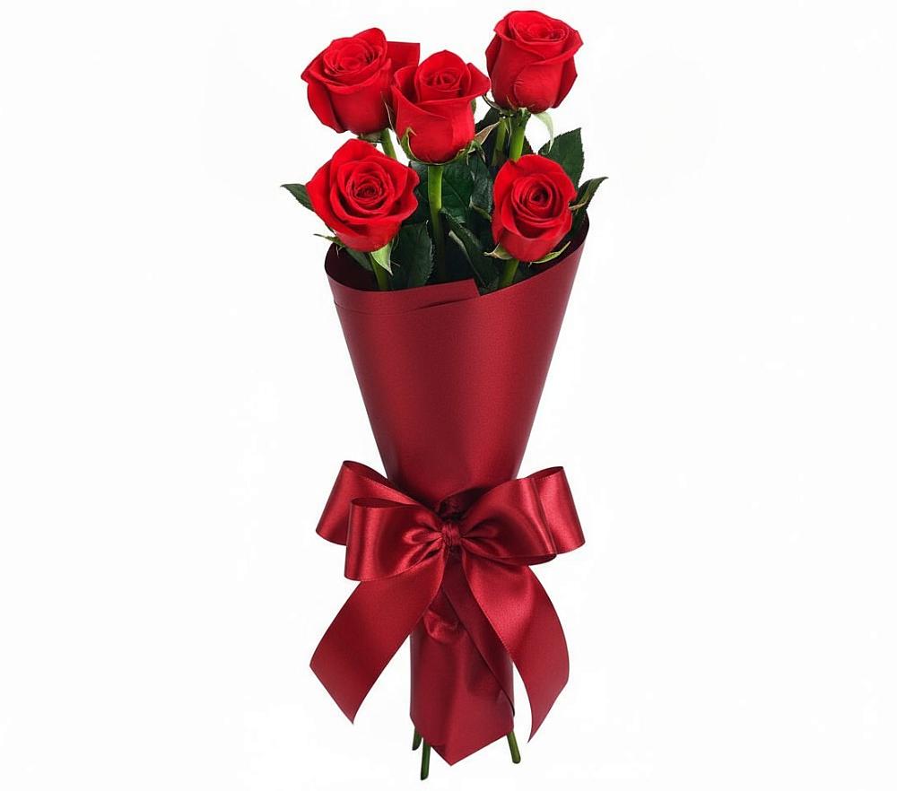 Букет 5 Красных роз Эдлесс Лав в Подкумке