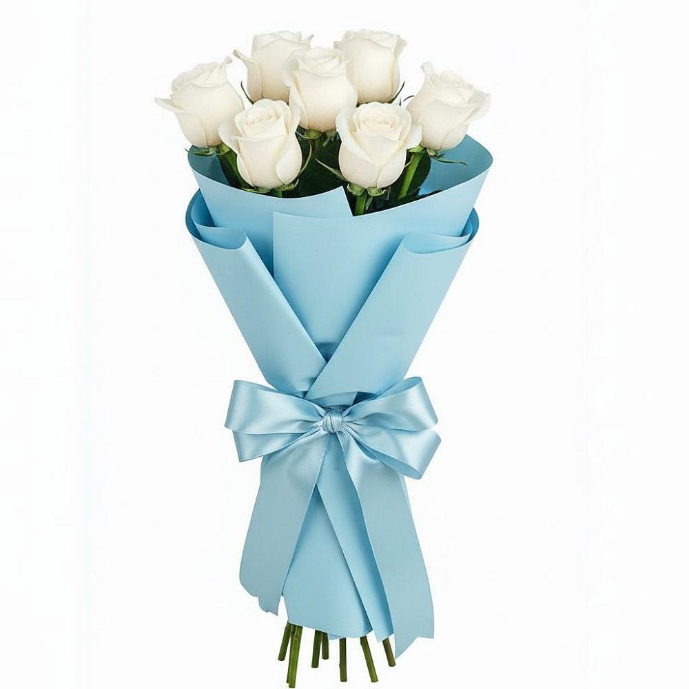 Букет 7 белых роз Проуд в Подкумке
