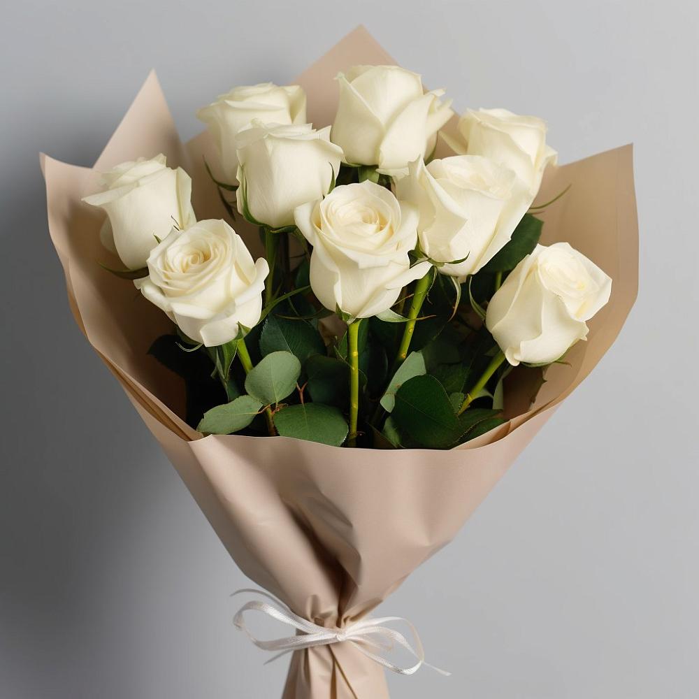 Букет 9 Белых роз Эдлесс Лав в Подкумке