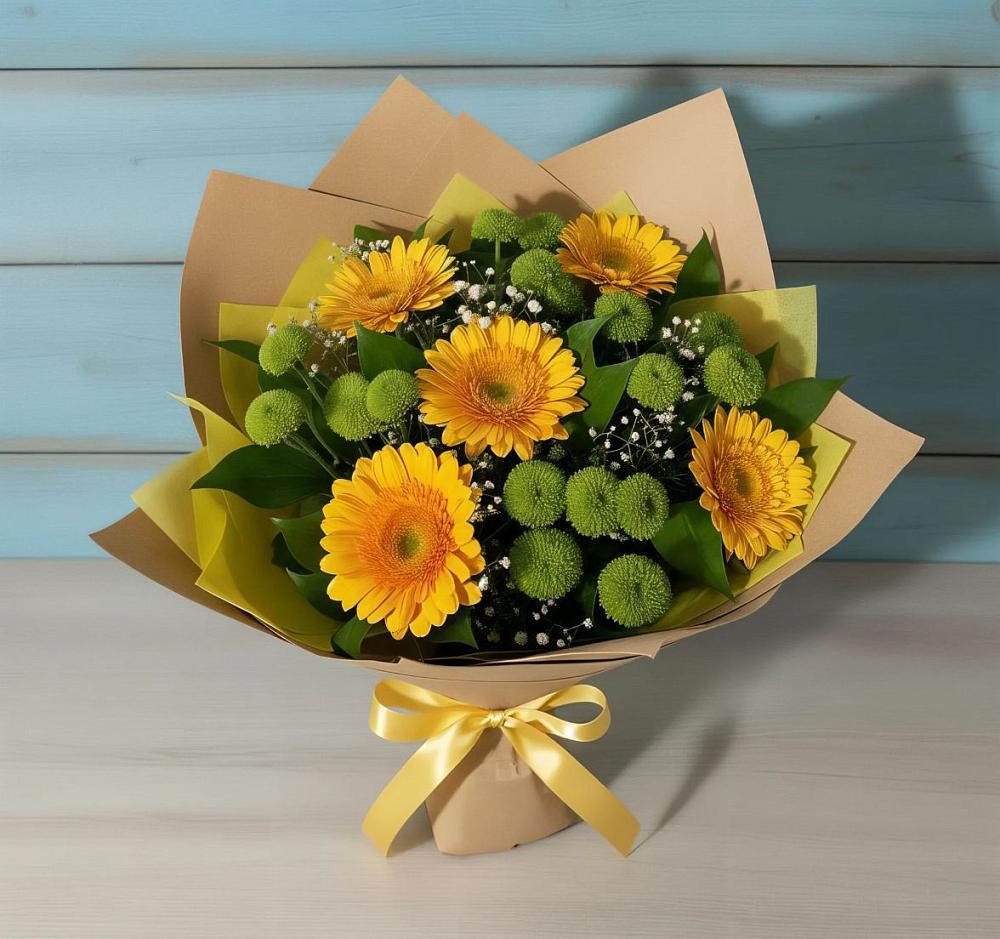 Букет цветов из: Герберы и Хризантемы в Подкумке