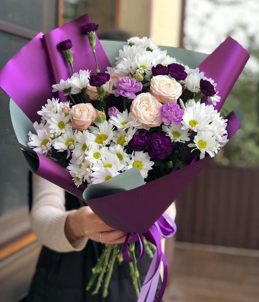 Букет цветов из: Хризантемы, Гвоздики и Розы в Подкумке