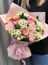 Букет цветов из:  Гвоздики, Розы и Хризантемы в Подкумке