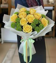 Букет цветов из:  Хризантемы и Розы в Подкумке