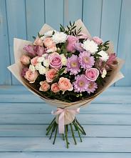 Букет цветов из:  Хризантемы, Розы и Альстромерии в Подкумке