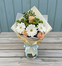 Букет цветов из:  Герберы, Розы и Хризантемы в Подкумке